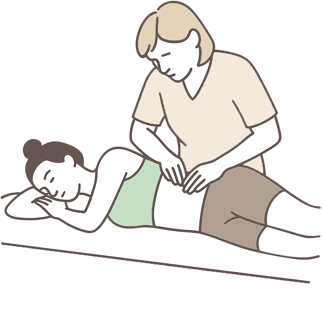 First aid illustration: a person performing chest compressions on an unconscious person lying on a mat to the side for CPR training or emergency care